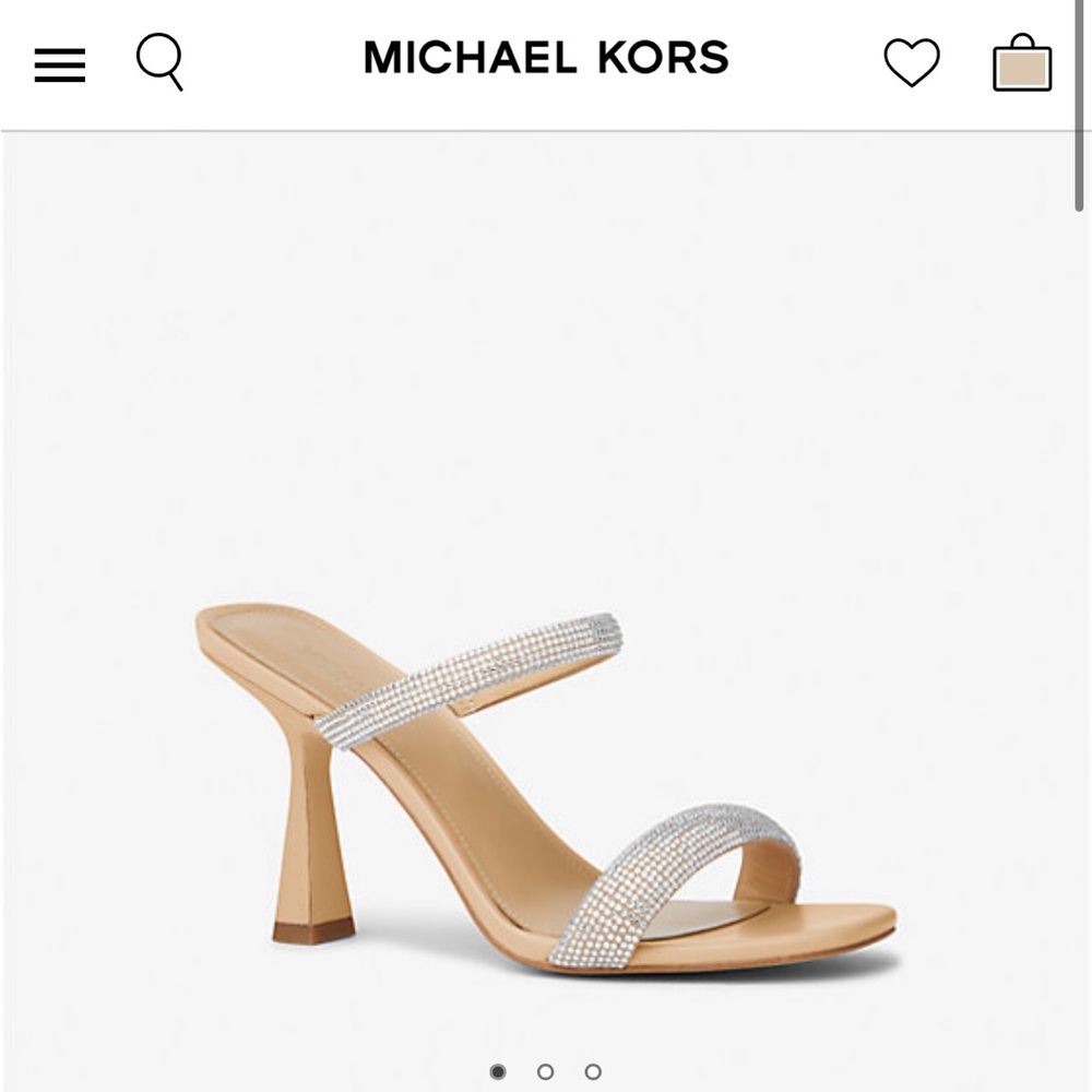 Michael Kors Nude/Crystal Embellishment Heeled Mule Sandals
